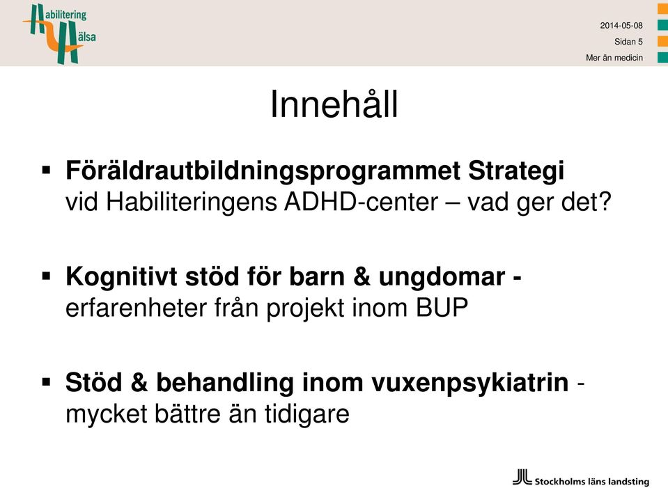 Kognitivt stöd för barn & ungdomar - erfarenheter från projekt