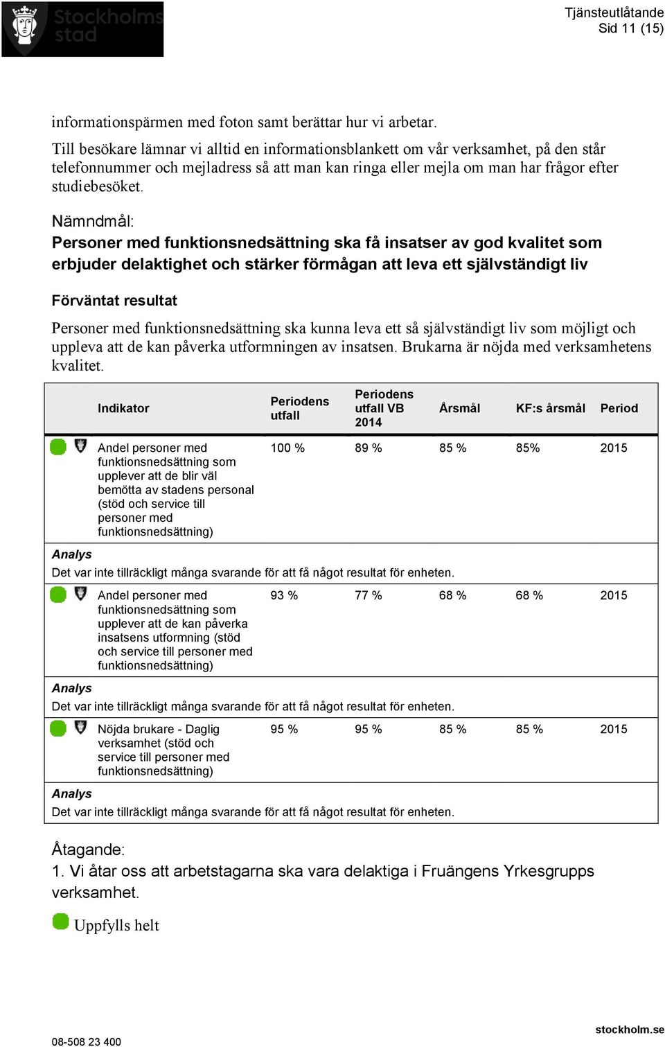 Personer med funktionsnedsättning ska få insatser av god kvalitet som erbjuder delaktighet och stärker förmågan att leva ett självständigt liv Personer med funktionsnedsättning ska kunna leva ett så