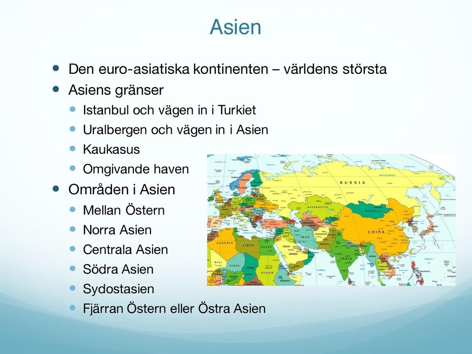 Asien Kaukasus Omgivande haven Områden i Asien Mellan Östern Norra