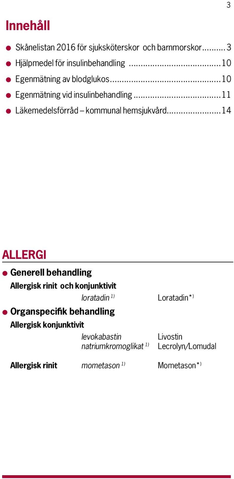 ..14 ALLERGI l Generell behandling Allergisk rinit och konjunktivit loratadin 1) Loratadin* ) l Organspecifik