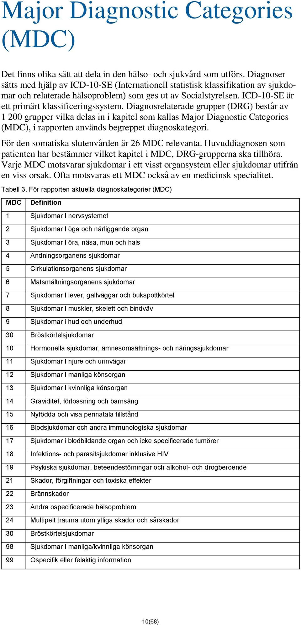 ICD-10-SE är ett primärt klassificeringssystem.