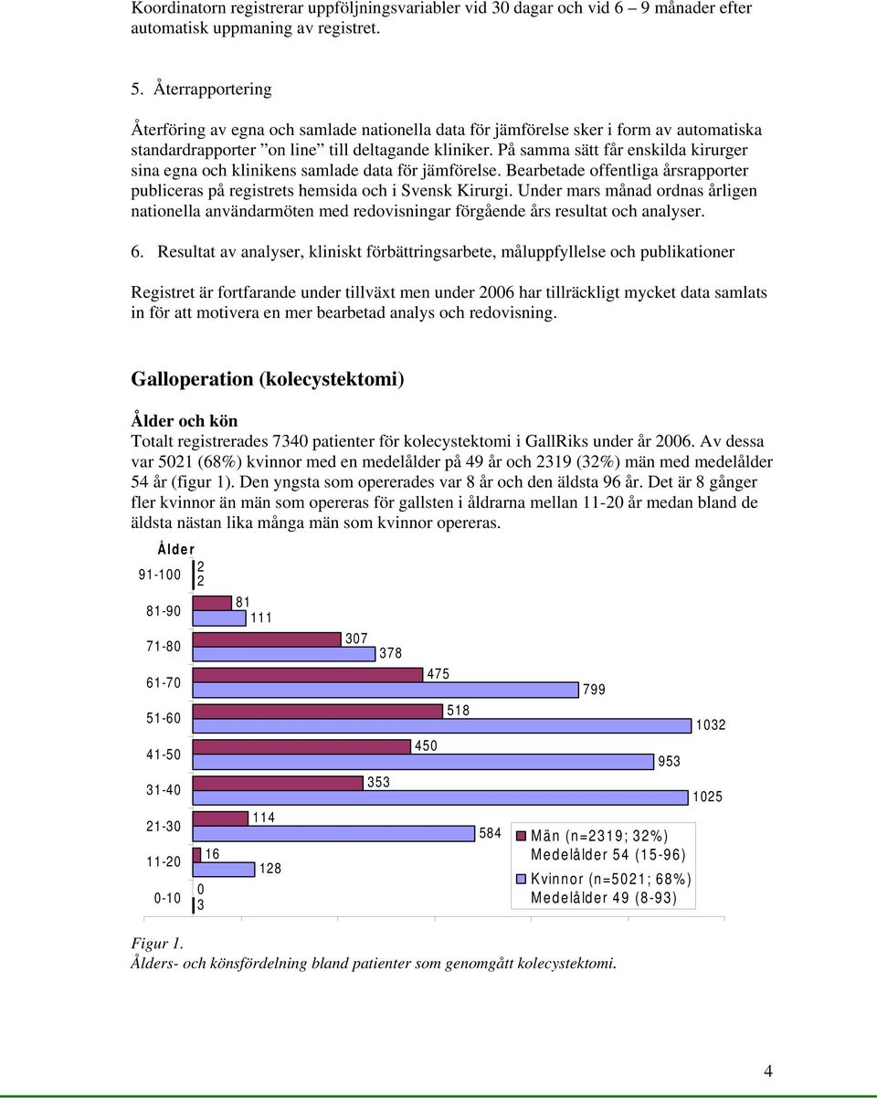 På samma sätt får enskilda kirurger sina egna och klinikens samlade data för jämförelse. Bearbetade offentliga årsrapporter publiceras på registrets hemsida och i Svensk Kirurgi.