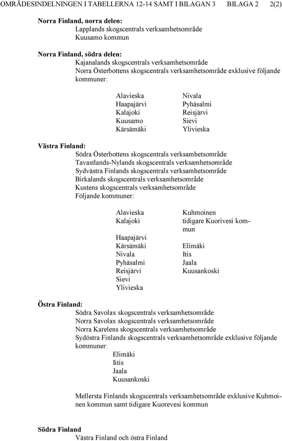 Ylivieska Västra Finland: Södra Österbottens skogscentrals verksamhetsområde Tavastlands-Nylands skogscentrals verksamhetsområde Sydvästra Finlands skogscentrals verksamhetsområde Birkalands
