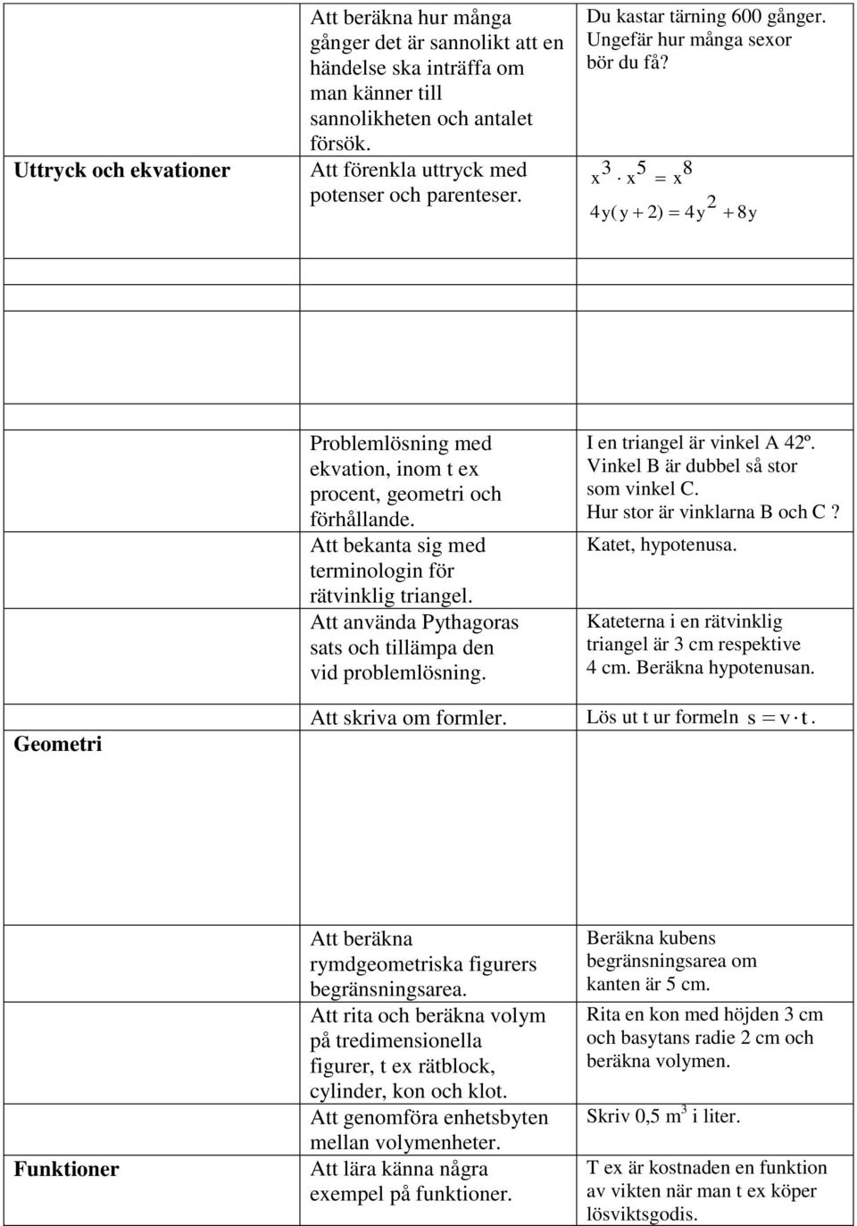 Att använda Pythagoras sats och tillämpa den vid problemlösning. I en triangel är vinkel A 4º. Vinkel B är dubbel så stor som vinkel C. Hur stor är vinklarna B och C? Katet, hypotenusa.