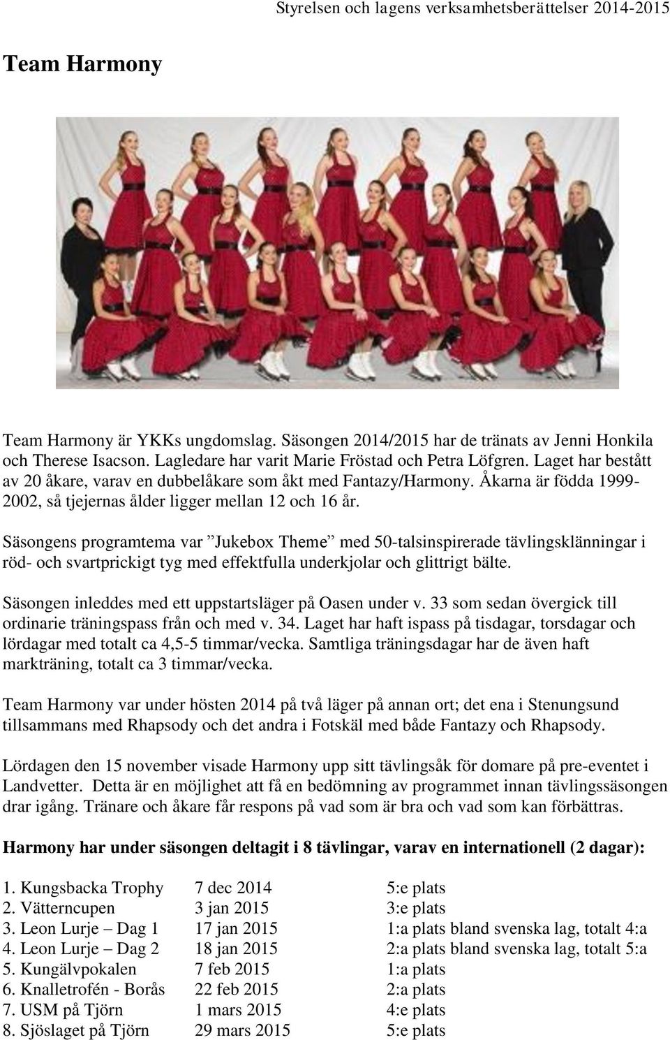 Säsongens programtema var Jukebox Theme med 50-talsinspirerade tävlingsklänningar i röd- och svartprickigt tyg med effektfulla underkjolar och glittrigt bälte.