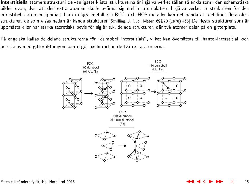 I själva verket är strukturen för den interstitiella atomen uppmätt bara i några metaller; i BCC- och HCP-metaller kan det hända att det finns flera olika strukturer, de som visas nedan är kända