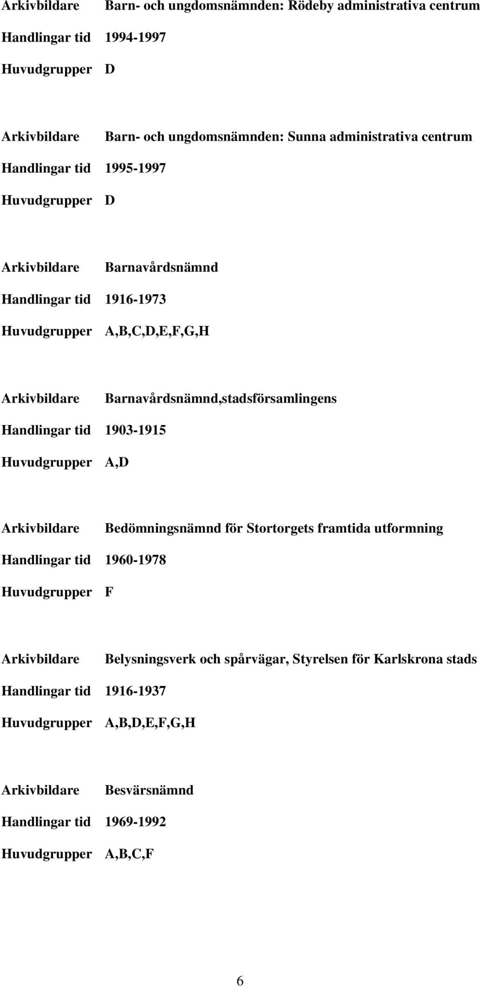 Barnavårdsnämnd,stadsförsamlingens Handlingar tid 1903-1915,D Bedömningsnämnd för Stortorgets framtida utformning Handlingar tid