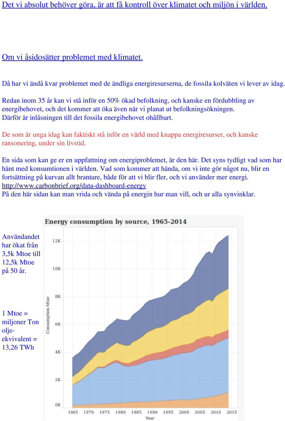 Redan inom 35 år kan vi stå inför en 50% ökad befolkning, och kanske en fördubbling av energibehovet, och det kommer att öka även när vi planat ut befolkningsökningen.