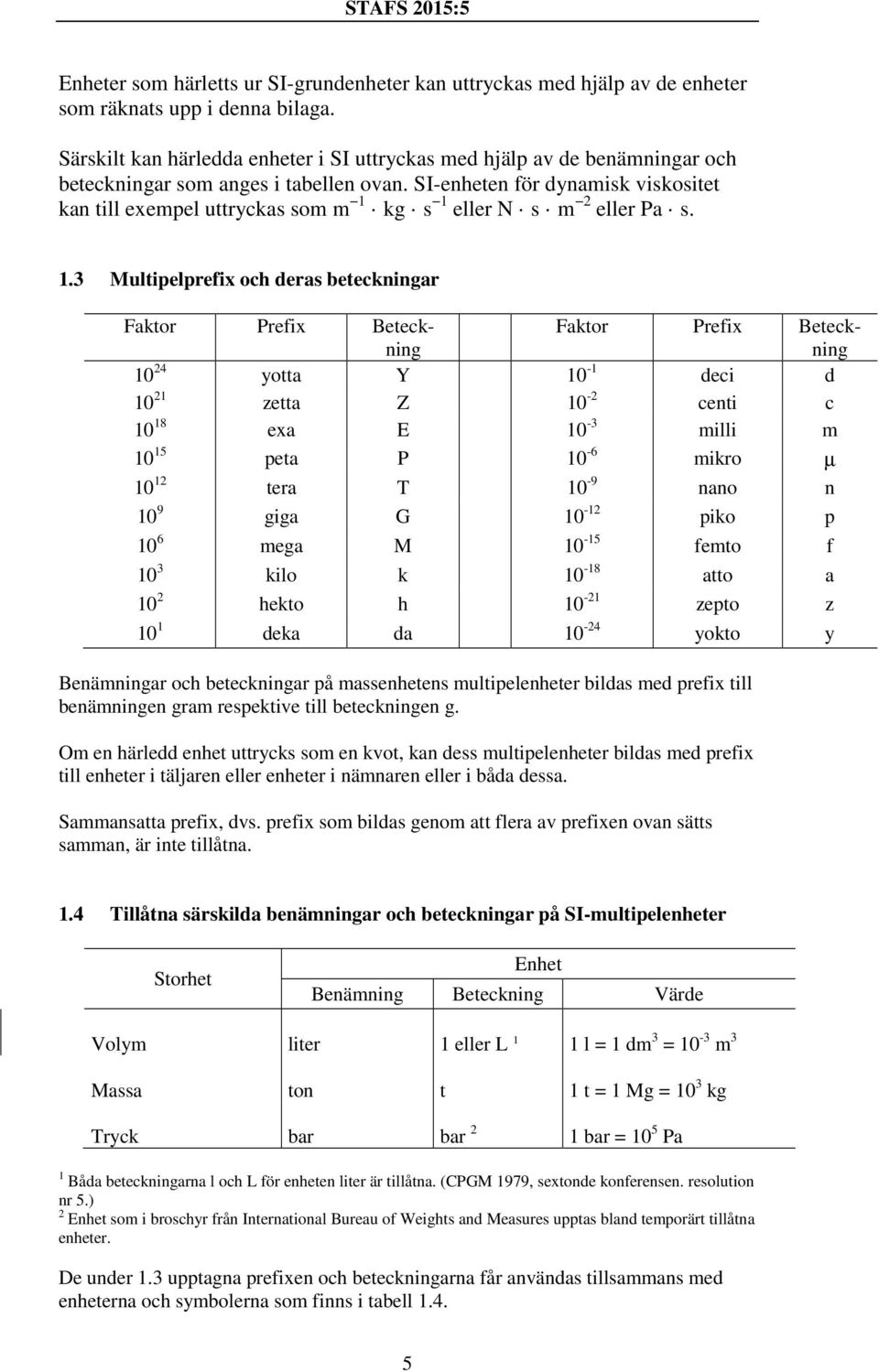 SI-enheten för dynamisk viskositet kan till exempel uttryckas som m 1 