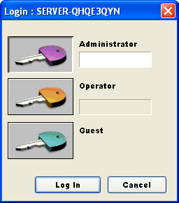 COMMAND WORKSTATION, WINDOWS EDITION 16 4 Klicka på knappen till vänster om servernamnet. Dialogrutan Login (logga in) öppnas.