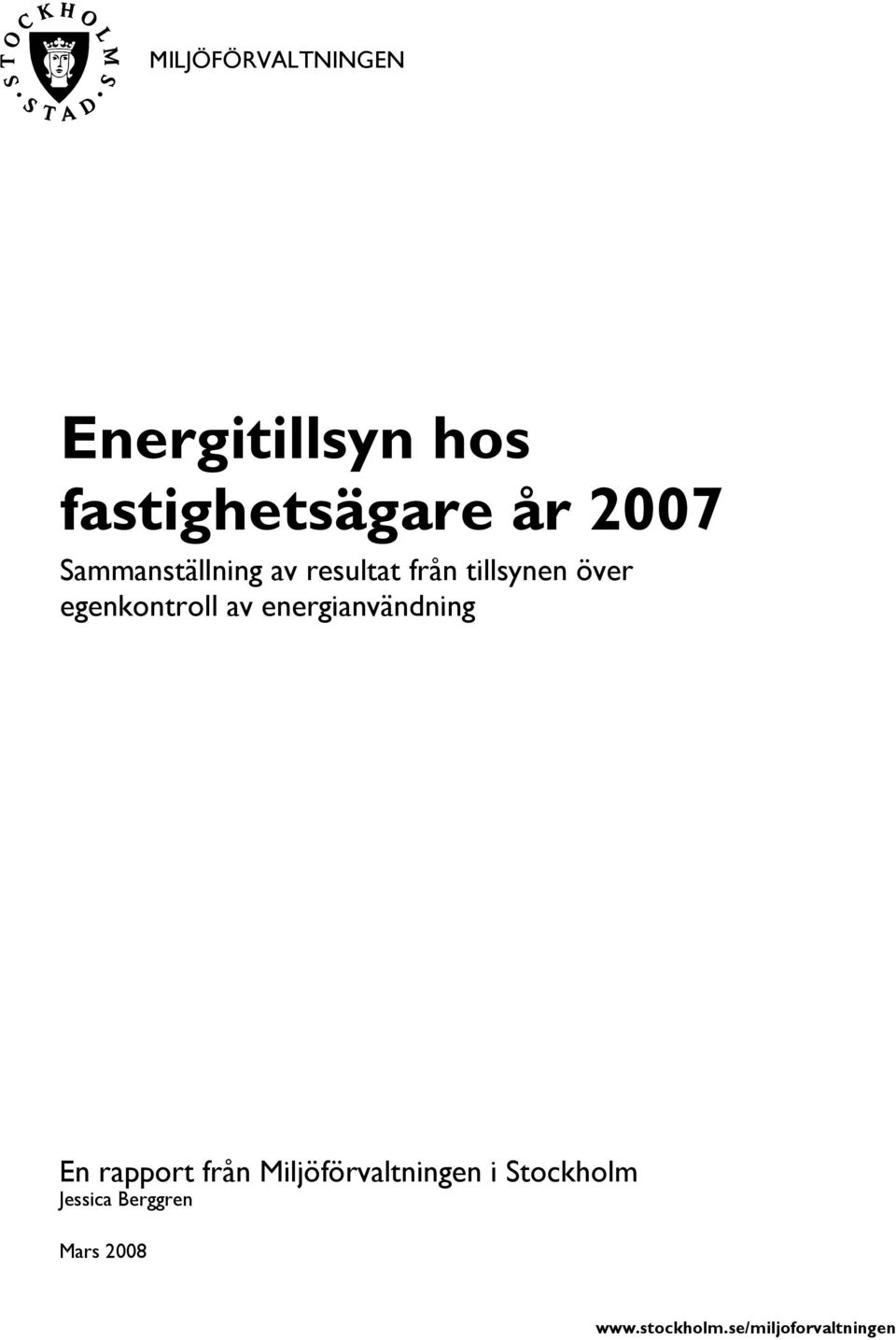av energianvändning En rapport från Miljöförvaltningen i