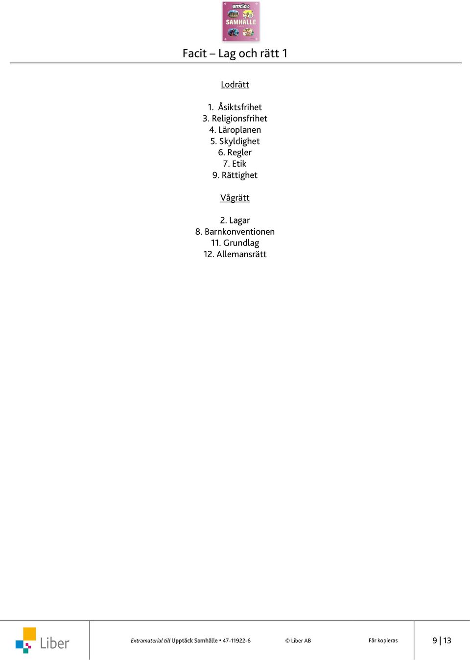 Lagar 8. Barnkonventionen 11. Grundlag 12.