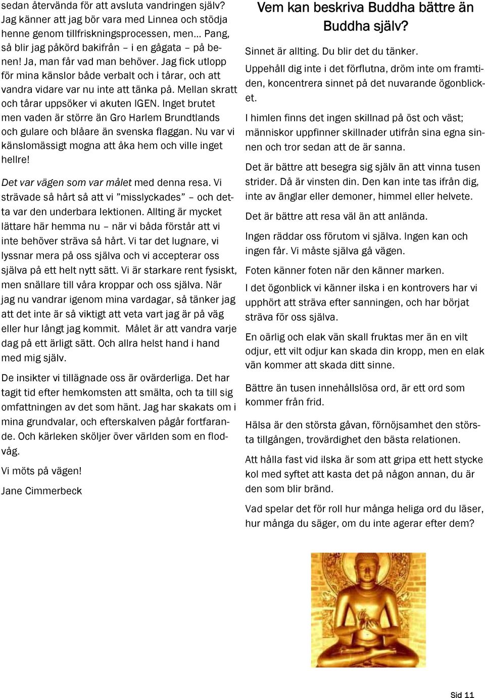 Inget brutet men vaden är större än Gro Harlem Brundtlands och gulare och blåare än svenska flaggan. Nu var vi känslomässigt mogna att åka hem och ville inget hellre!