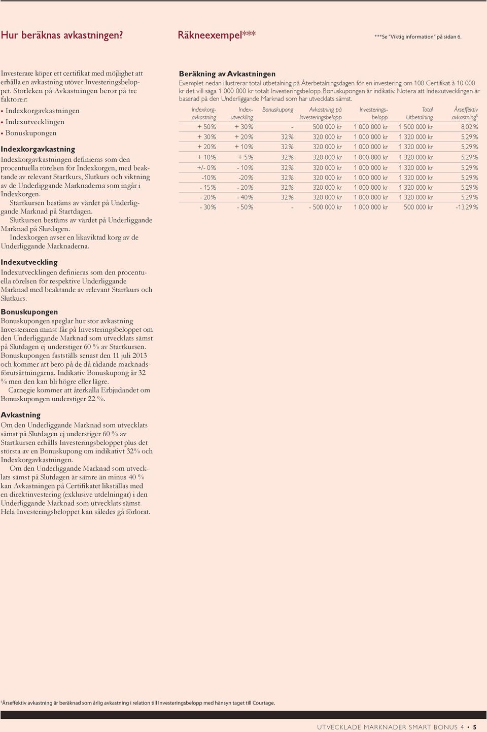 Indexkorgen, med beaktande av relevant Startkurs, Slutkurs och viktning av de Underliggande Marknaderna som ingår i Indexkorgen. Startkursen bestäms av värdet på Underliggande Marknad på Startdagen.
