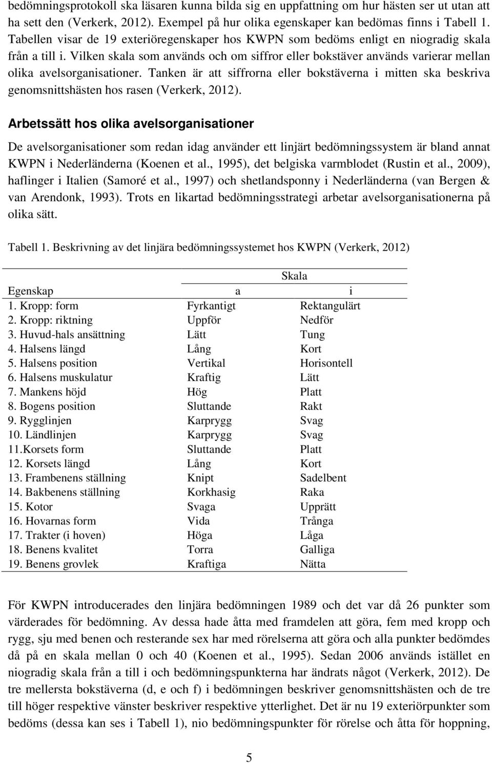 Vilken skala som används och om siffror eller bokstäver används varierar mellan olika avelsorganisationer.