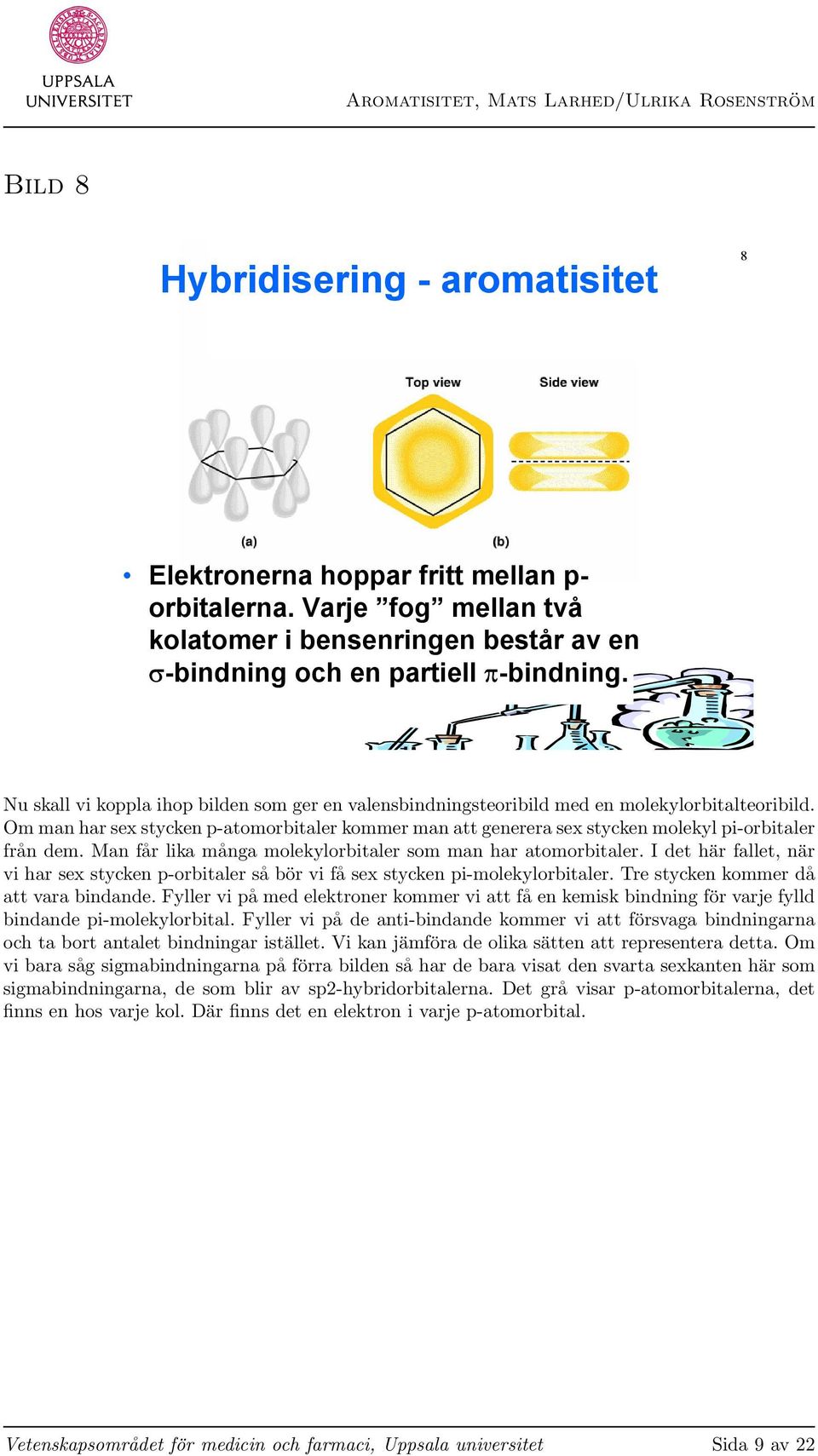 Om man har sex stycken p-atomorbitaler kommer man att generera sex stycken molekyl pi-orbitaler från dem. Man får lika många molekylorbitaler som man har atomorbitaler.