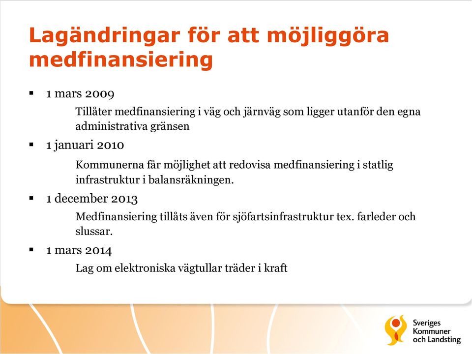 medfinansiering i statlig infrastruktur i balansräkningen.