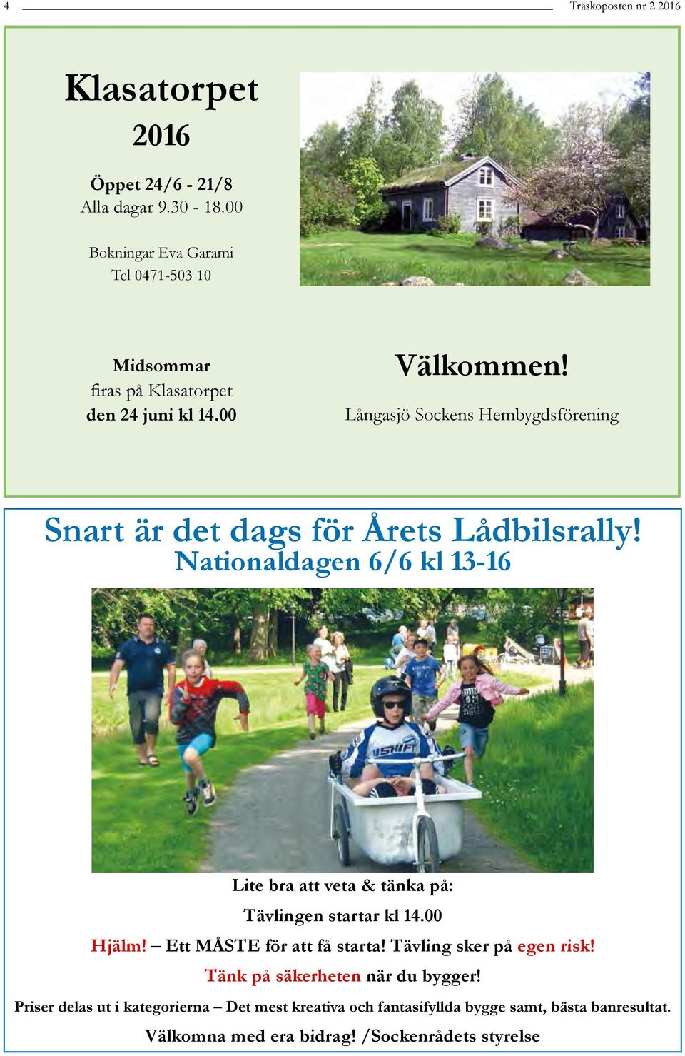 Träskop osten. Tema: Vatten. Nyhetsblad för Långasjö socken. Nr 2 Sommaren  PDF Free Download