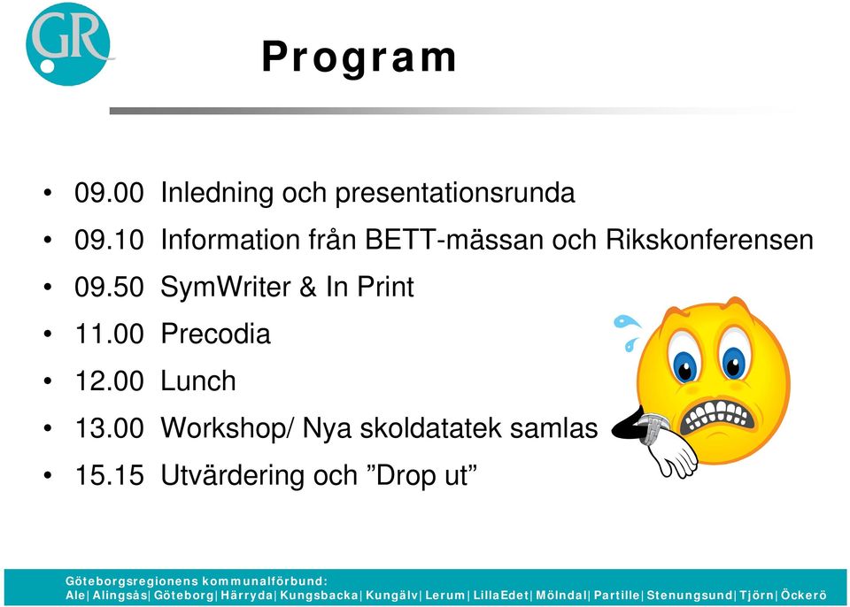 50 SymWriter & In Print 11.00 Precodia 12.00 Lunch 13.