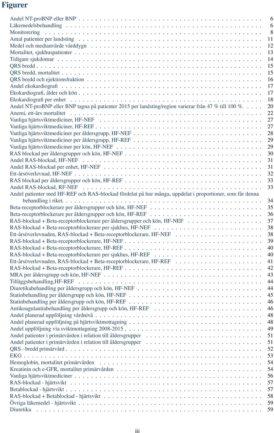 .. 18 Andel NT-proBNP eller BNP tagna på patienter 2015 per landsting/region varierar från 47 % till 100 %.... 20 Anemi, ett-års mortalitet... 22 Vanliga hjärtsviktmediciner, HF-NEF.