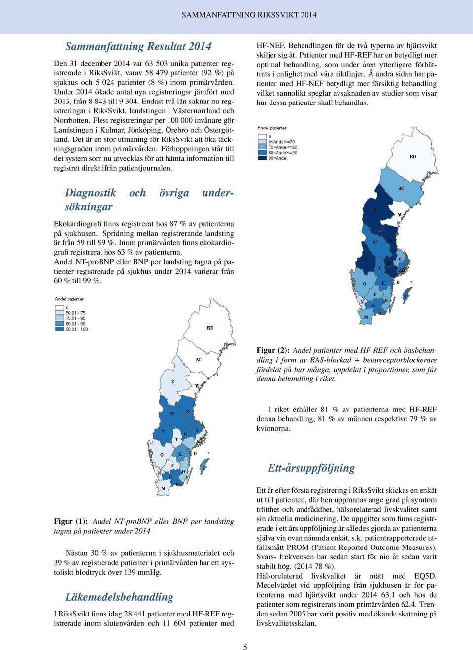 Flest registreringar per 100 000 invånare gör Landstingen i Kalmar, Jönköping, Örebro och Östergötland. Det är en stor utmaning för RiksSvikt att öka täckningsgraden inom primärvården.