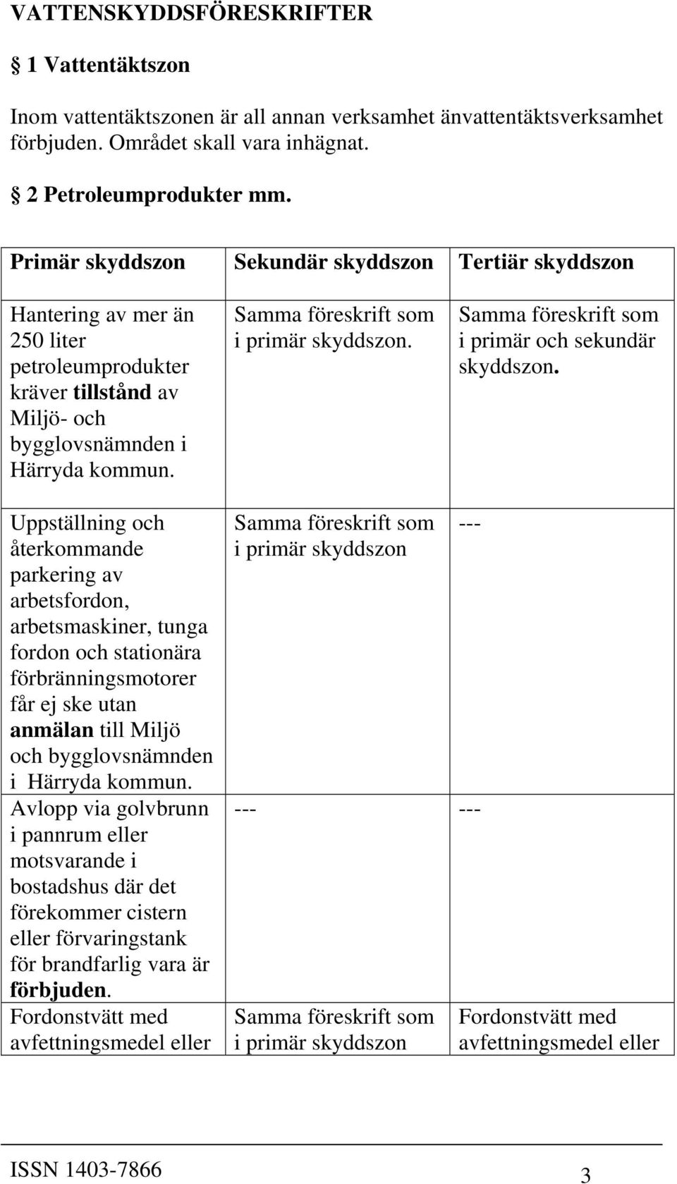 Uppställning och återkommande parkering av arbetsfordon, arbetsmaskiner, tunga fordon och stationära förbränningsmotorer får ej ske utan anmälan till Miljö och bygglovsnämnden i Härryda kommun.