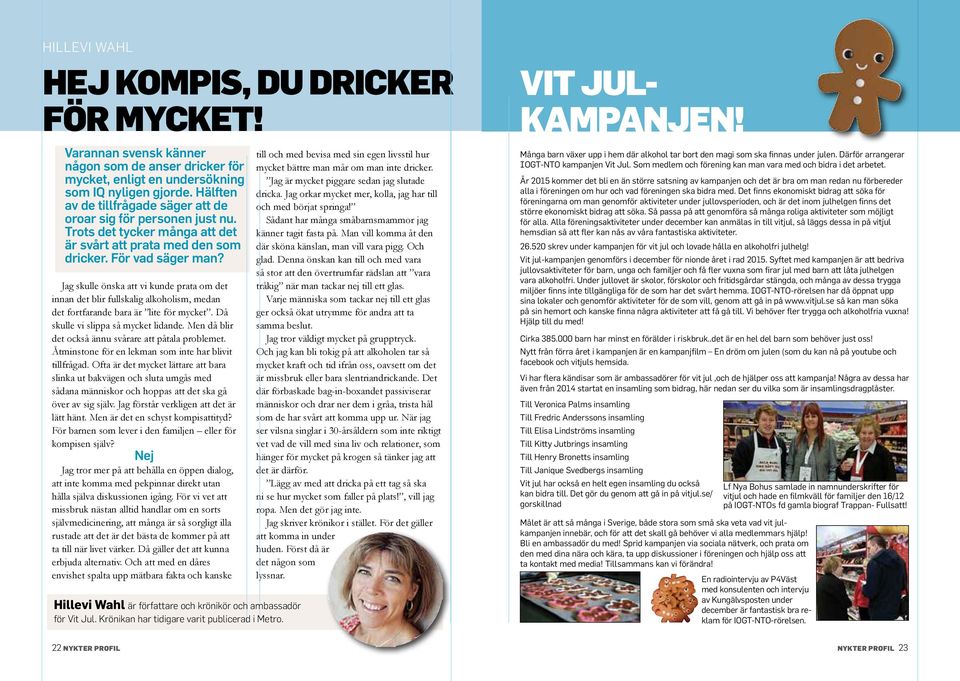 Jag skulle önska att vi kunde prata om det innan det blir fullskalig alkoholism, medan det fortfarande bara är lite för mycket. Då skulle vi slippa så mycket lidande.