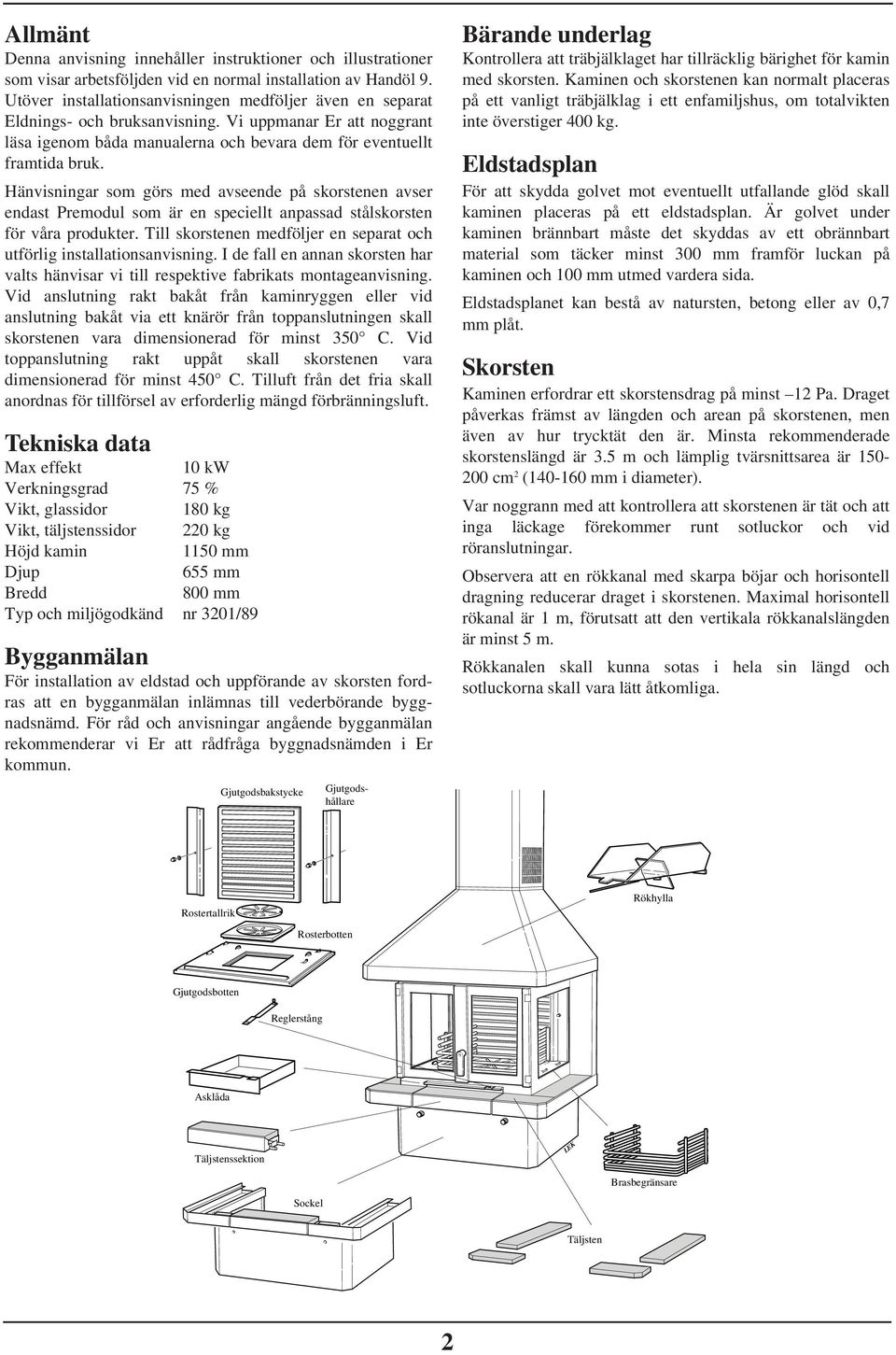 Hänvisningar som görs med avseende på skorstenen avser endast Premodul som är en speciellt anpassad stålskorsten för våra produkter.