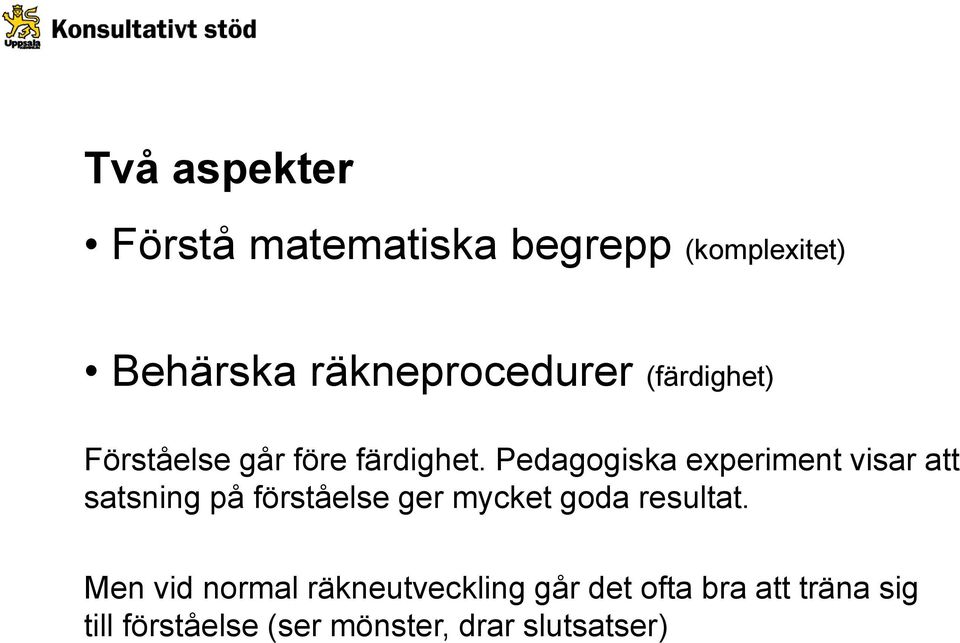 Pedagogiska experiment visar att satsning på förståelse ger mycket goda