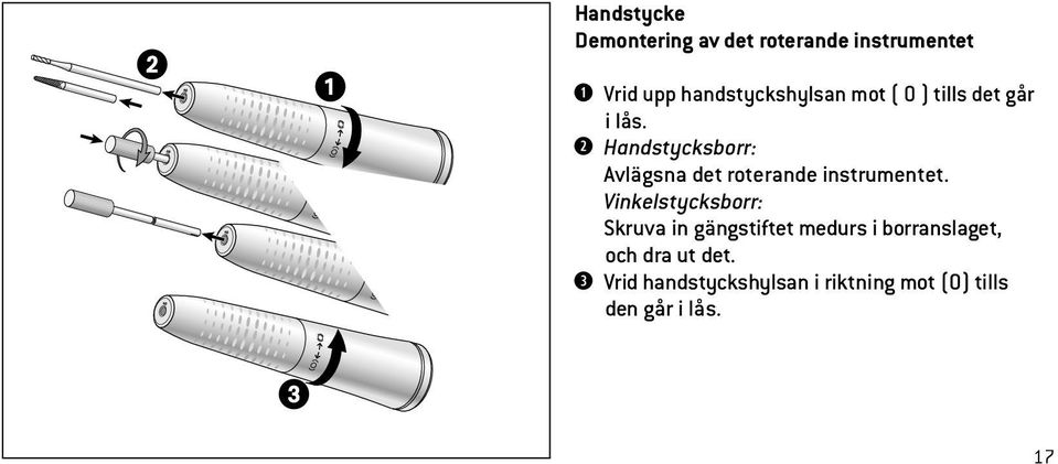 w Handstycksborr: Avlägsna det roterande instrumentet.