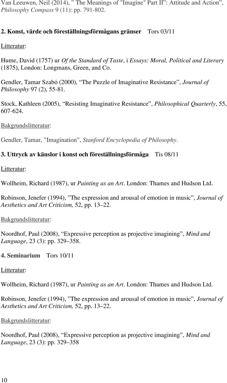 Gendler, Tamar Szabό (2000), The Puzzle of Imaginative Resistance, Journal of Philosophy 97 (2), 55-81. Stock, Kathleen (2005), Resisting Imaginative Resistance, Philosophical Quarterly, 55, 607-624.