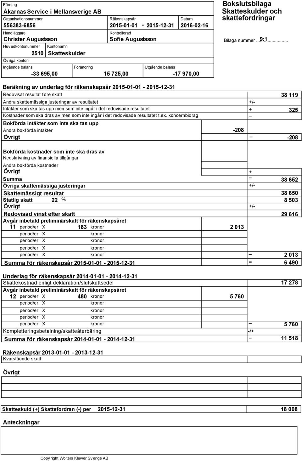 det redovisade resultatet Kostnader som ska dras av men som inte ingår i det redovisade resultatet t.ex.