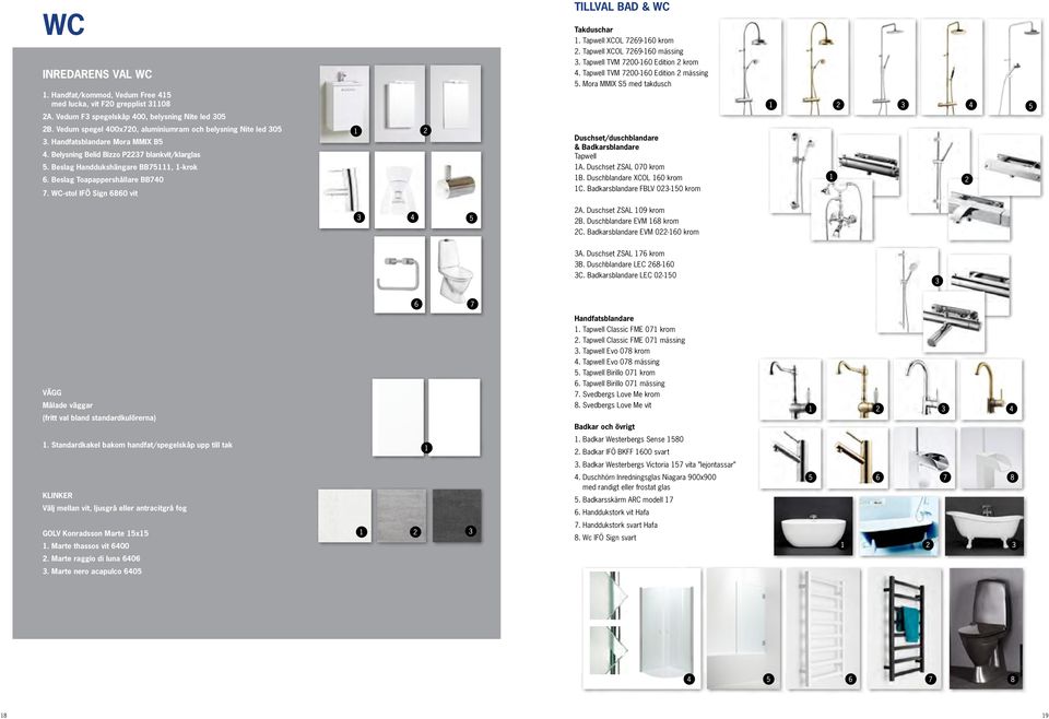 Beslag Toapappershållare BB740 7. WC-stol IFÖ Sign 6860 vit Tillval bad & wc Takduschar 1. Tapwell XCOL 7269-160 krom 2. Tapwell XCOL 7269-160 mässing 3. Tapwell TVM 7200-160 Edition 2 krom 4.