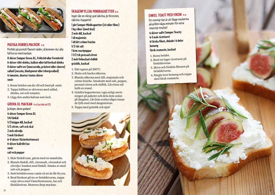 isbergssallad) 4 tomater, skurna i tunna skivor smör 1. Rosta bröden om du vill och bred på smör. 2. Toppa hälften av skivorna med sallad, skinka, ost och tomater. 3. Lägg den andra halvan som lock.