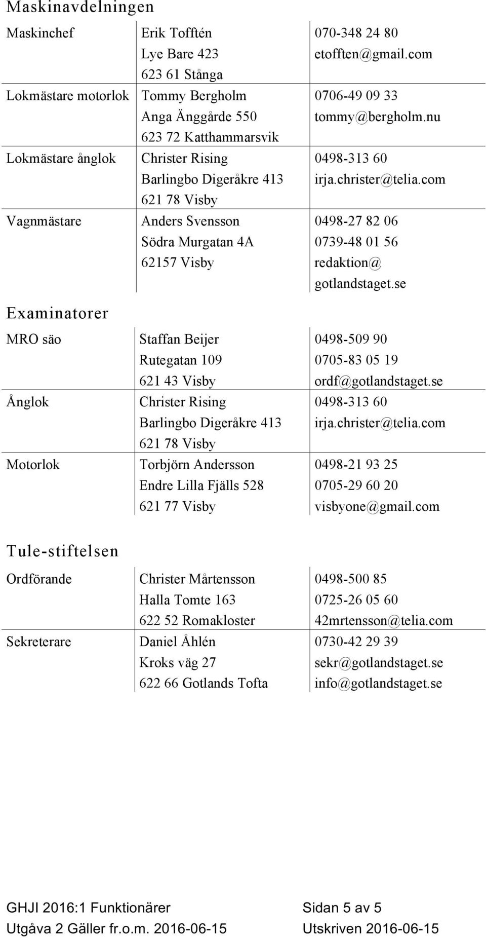 nu 0498-313 60 irja.christer@telia.com @ gotlandstaget.