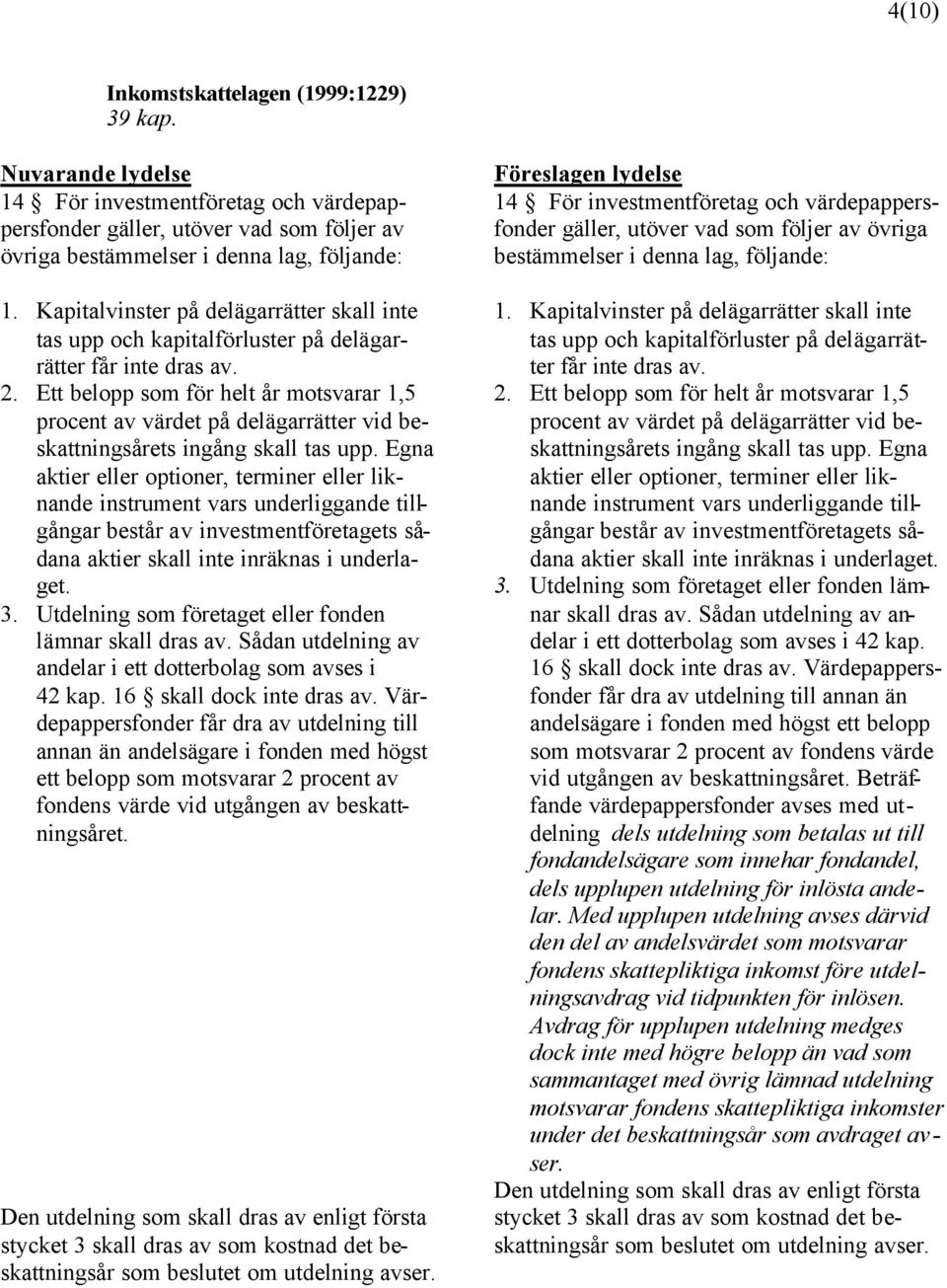 Ett belopp som för helt år motsvarar 1,5 procent av värdet på delägarrätter vid beskattningsårets ingång skall tas upp.
