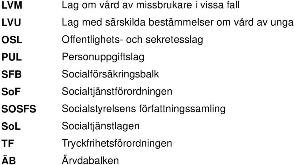 sekretesslag Personuppgiftslag Socialförsäkringsbalk Socialtjänstförordningen