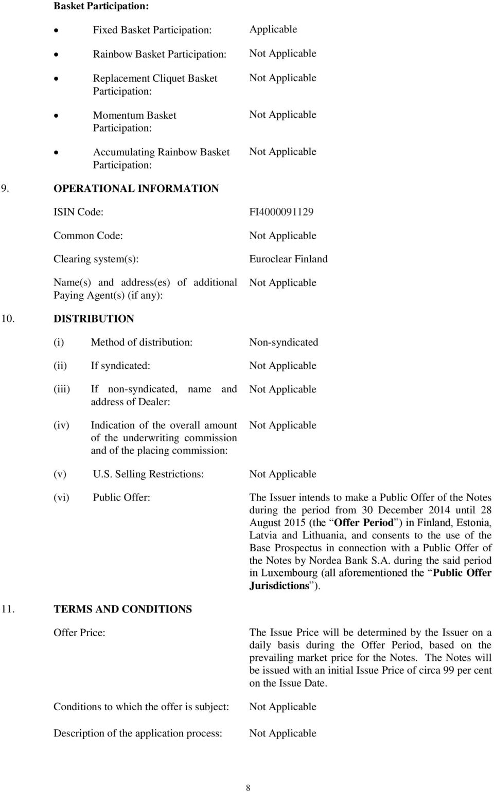 DISTRIBUTION (i) Method of distribution: Non-syndicated (ii) If syndicated: (iii) (iv) If non-syndicated, name and address of Dealer: Indication of the overall amount of the underwriting commission