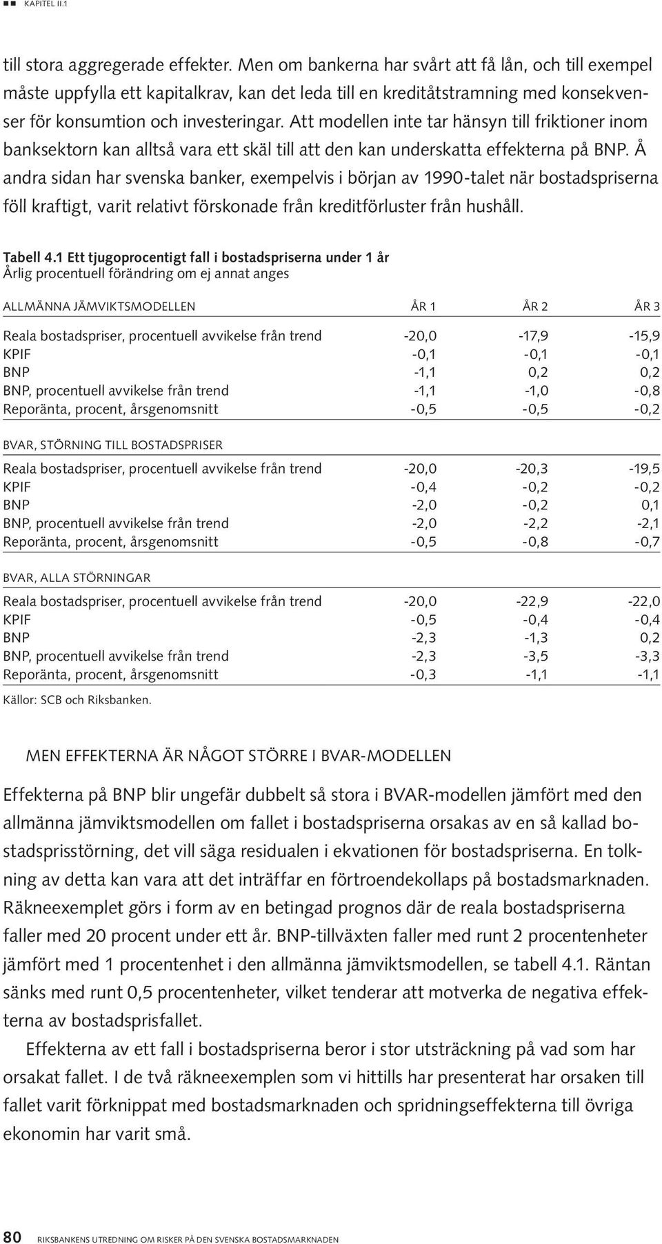 Att modellen inte tar hänsyn till friktioner inom banksektorn kan alltså vara ett skäl till att den kan underskatta effekterna på bnp.