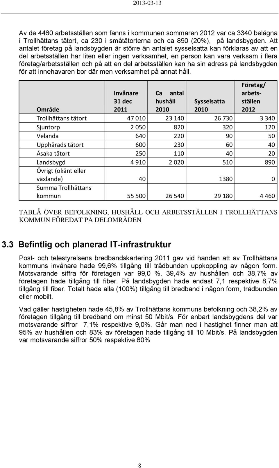 företag/arbetsställen och på att en del arbetsställen kan ha sin adress på landsbygden för att innehavaren bor där men verksamhet på annat håll.