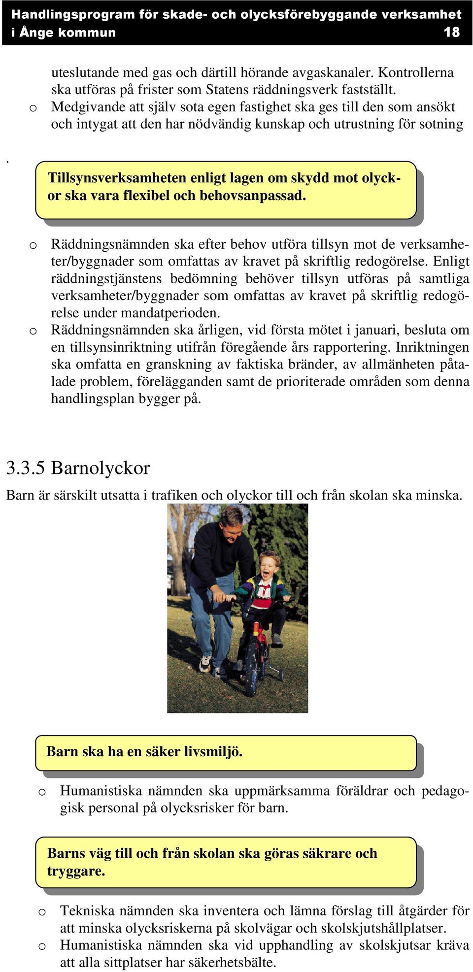 Tillsynsverksamheten enligt lagen om skydd mot olyckor ska vara flexibel och behovsanpassad.