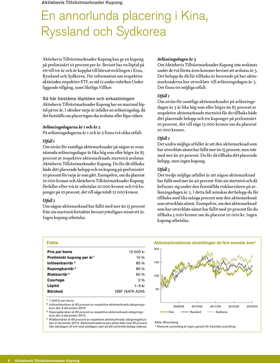 För information om respektive aktieindex respektive ETF, se sid 12 under rubriken Underliggande tillgång, samt Slutliga Villkor.