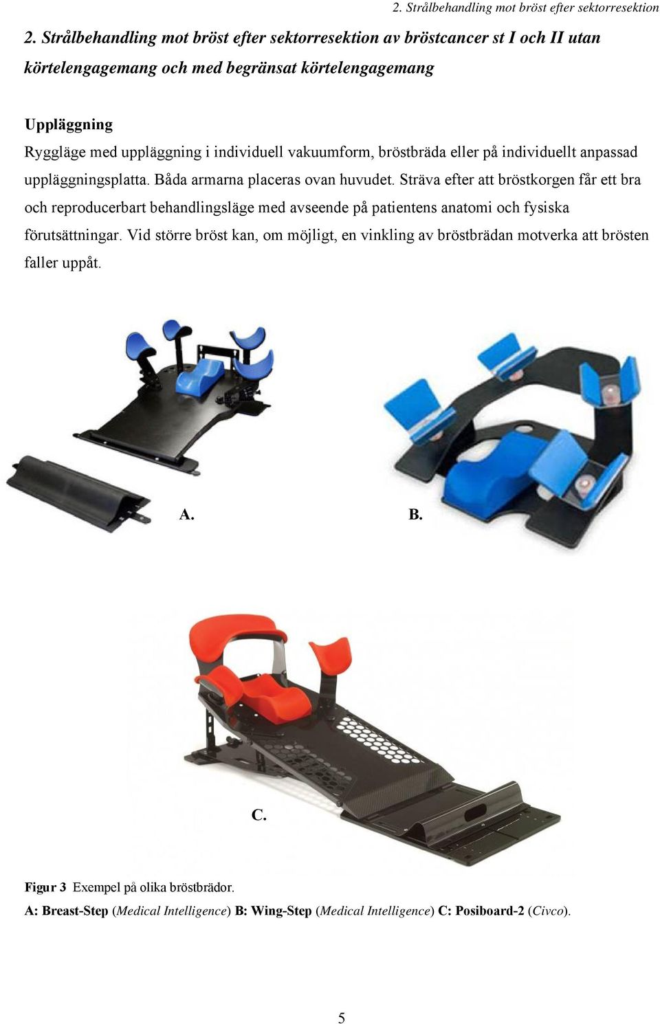 vakuumform, bröstbräda eller på individuellt anpassad uppläggningsplatta. Båda armarna placeras ovan huvudet.