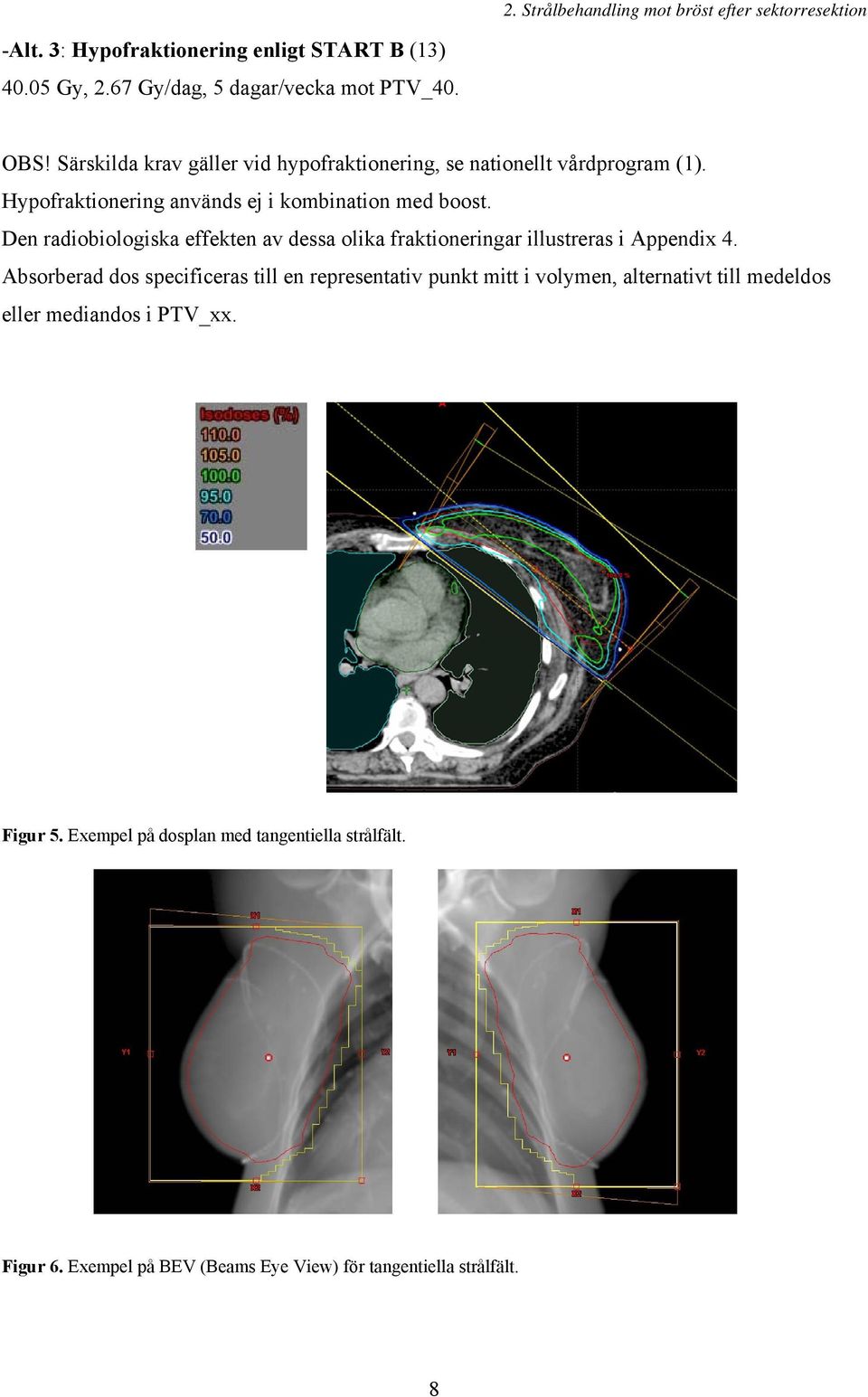 Den radiobiologiska effekten av dessa olika fraktioneringar illustreras i Appendix 4.
