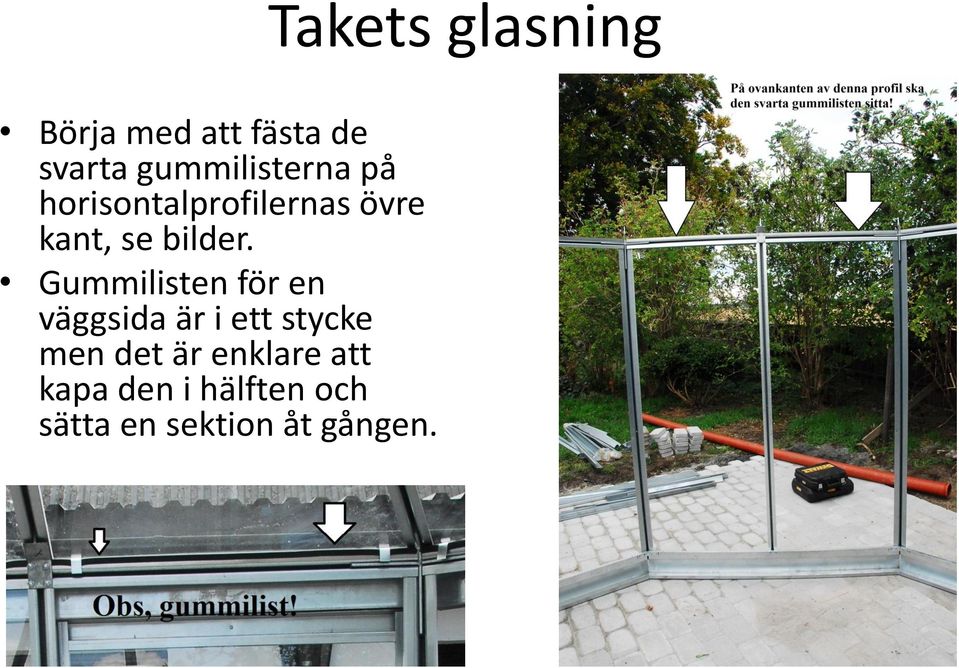 Gummilisten för en väggsida är i ett stycke men det är