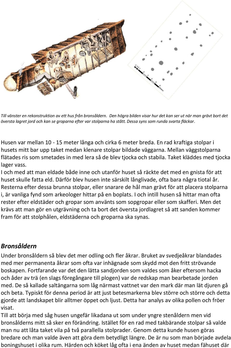 Mellan väggstolparna flätades ris som smetades in med lera så de blev tjocka och stabila. Taket kläddes med tjocka lager vass.