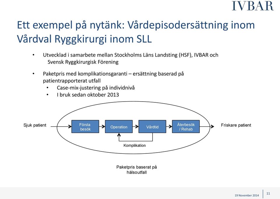 patientrapporterat utfall Case-mix-justering på individnivå I bruk sedan oktober 2013 Sj u k patient F ö rst a b e sö k O p e