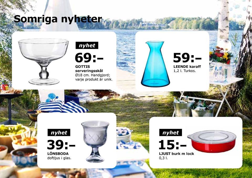 59: LEENDE karaff 1,2 l. Turkos.