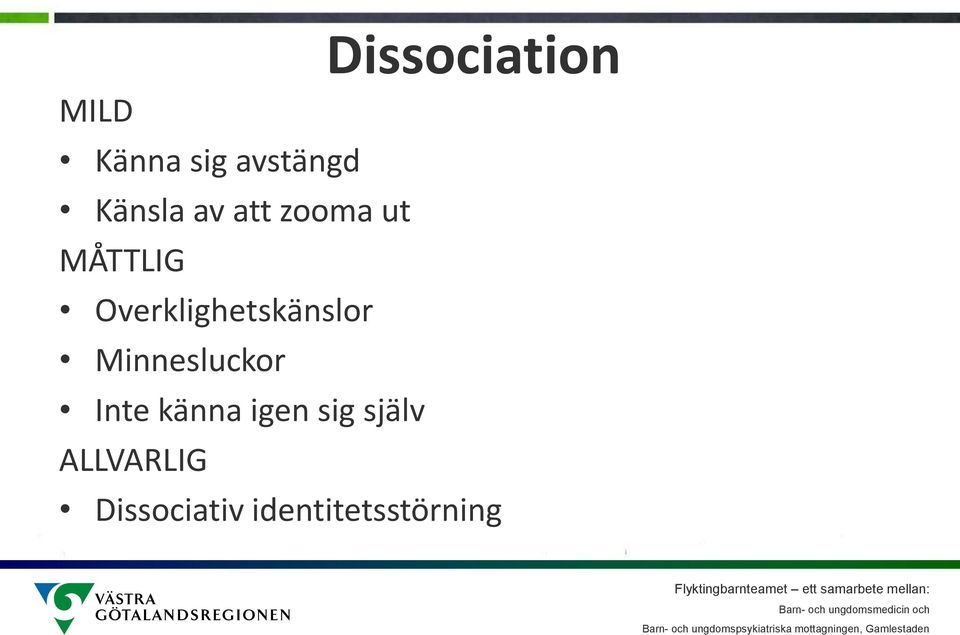 Overklighetskänslor Minnesluckor Inte