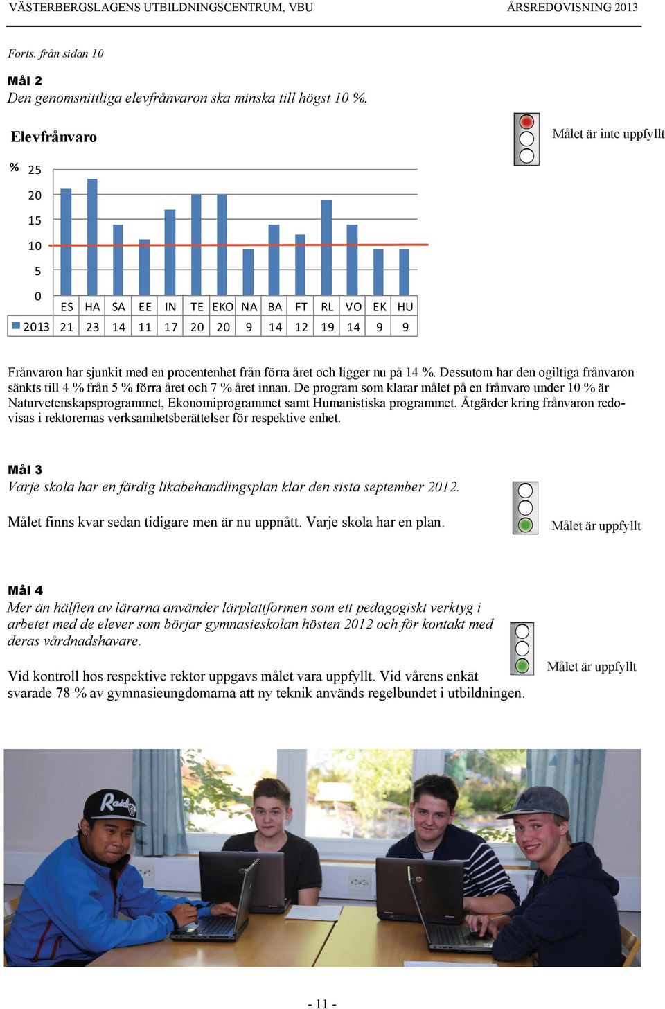 och ligger nu på 14 %. Dessutom har den ogiltiga frånvaron sänkts till 4 % från 5 % förra året och 7 % året innan.